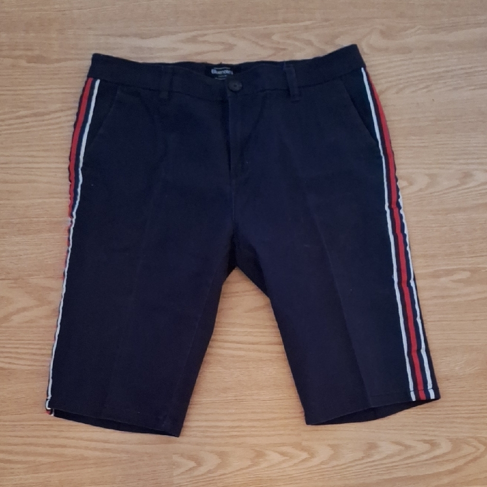 Men's Navy Shorts with Red and White Stripes